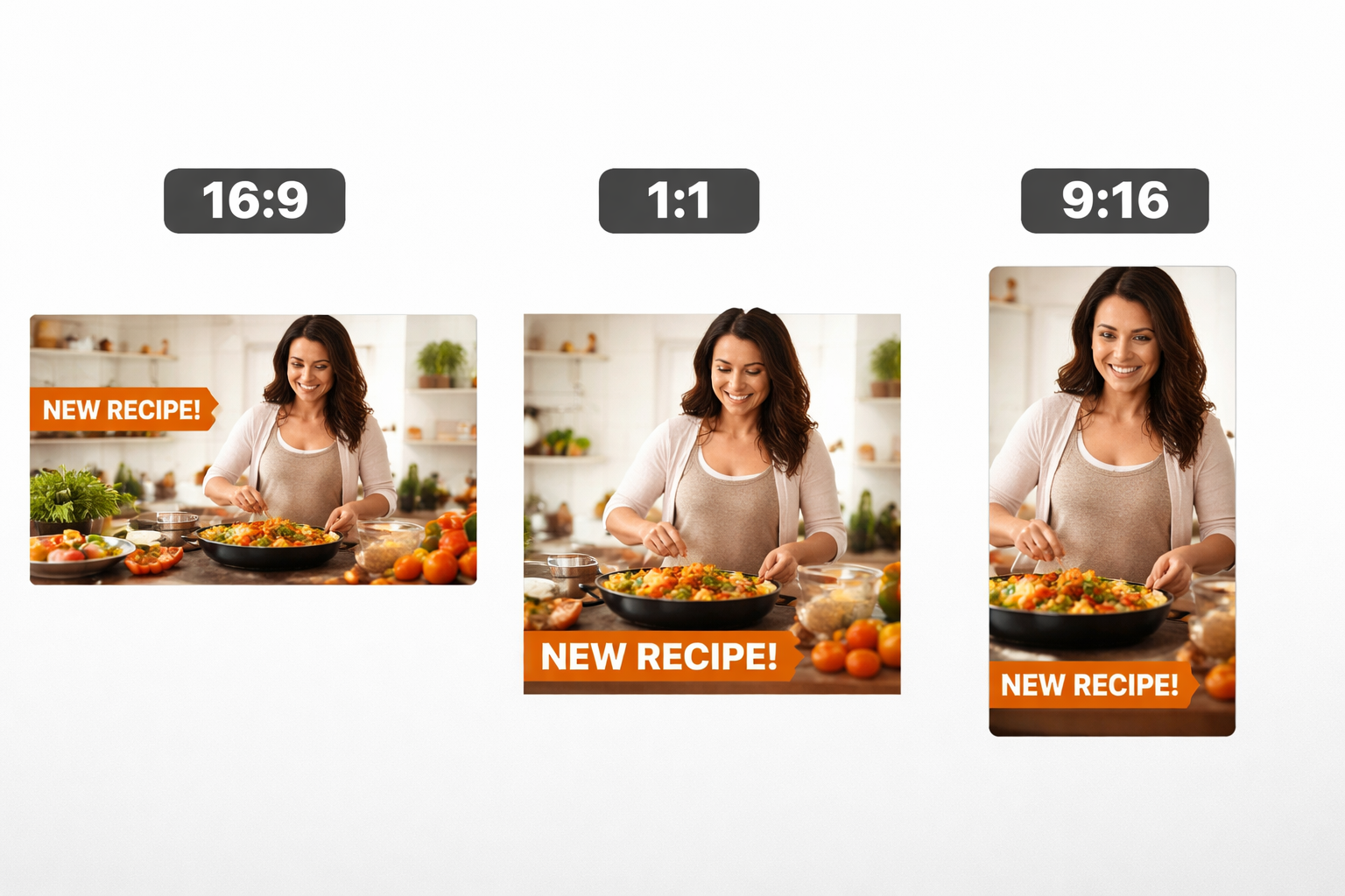 Different video aspect ratio comparisons display