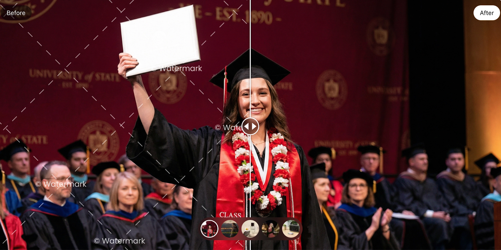 Video watermark removal before and after comparison